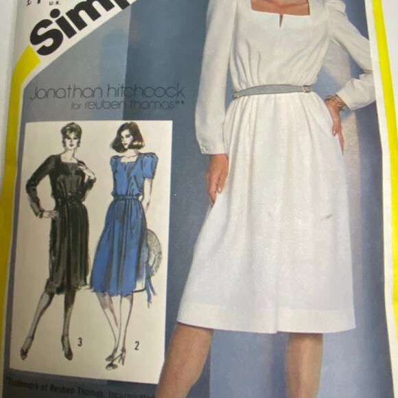 Simplicity 5336 Dress Pattern Miss 6 Pullover Side Pocket Square Neck Date - Picture 1 of 6